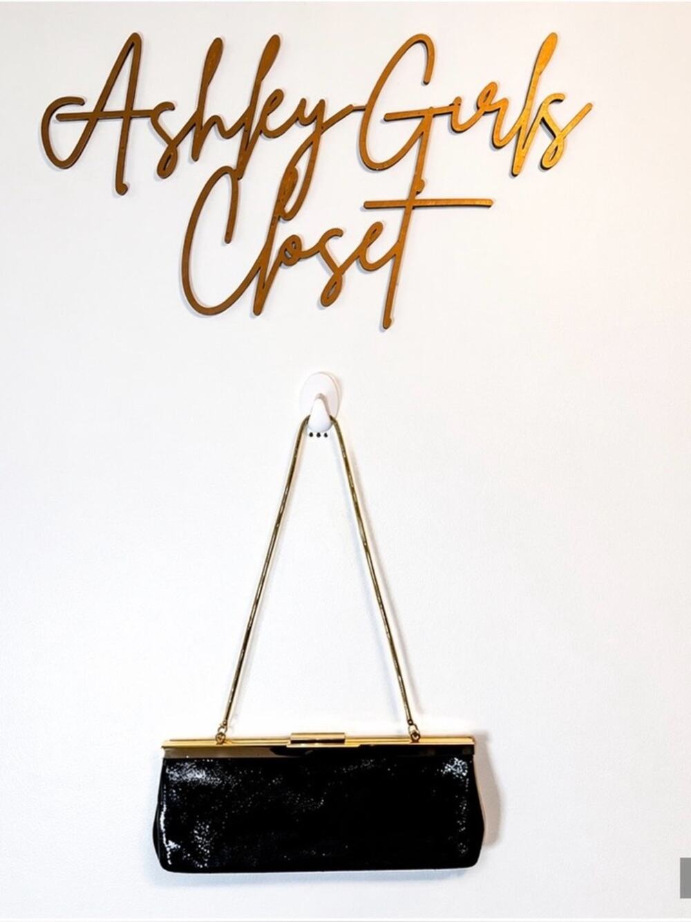 Calvin Klein Black Mini Shoulder Bag with Gold Trim